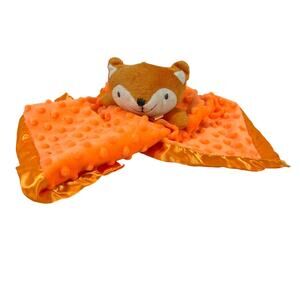 FOX Plush Lovey Security Blanket Orange Minky Baby Comfort Toy 16x16